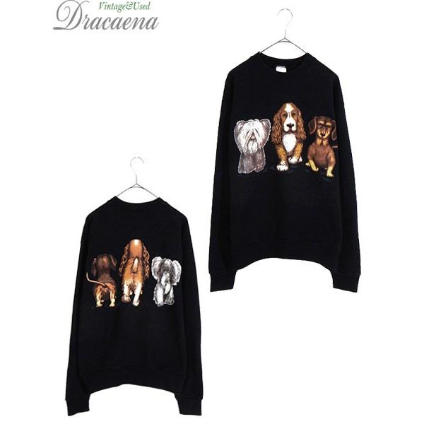 古着 スウェット 90s Usa製 3匹のワンちゃん 犬 両面 アニマル プリント スウェット トレーナー 黒 L 古着 18jn08q 古着屋ドラセナyahoo ショップ 通販 Yahoo ショッピング
