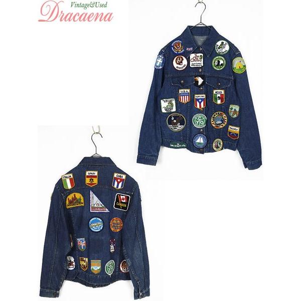 レディースジャケット古着 70s 多種類 カラフル ワッペン 付き インディゴ 薄色 デニム ジャケット 18lap24t 古着屋ドラセナyahoo ショップ 通販 Yahoo ショッピング