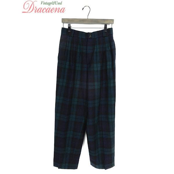 レディース 古着 パンツ チェック ブラックウォッチ Pure Wool ウール スラックス テーパード グリーン ネイビー M L位 古着 18lde09l 古着屋ドラセナyahoo ショップ 通販 Yahoo ショッピング