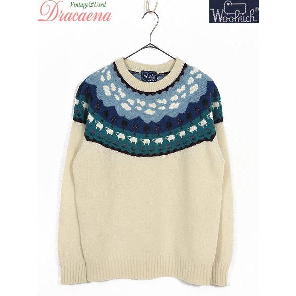 レディース 古着 ニット イギリス製 Woolrich ウールリッチ レトロ ガーリー アニマル 羊 空 白 ウール セーター 長袖 L 古着 18lde14b 古着屋ドラセナyahoo ショップ 通販 Yahoo ショッピング