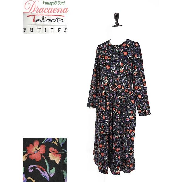 レディース 古着 ワンピース Talbots タルボット 花柄 カットソー ドレス ボタニカル ブラック ガーリー ロング丈 M L位 古着 18lde21f 古着屋ドラセナyahoo ショップ 通販 Yahoo ショッピング
