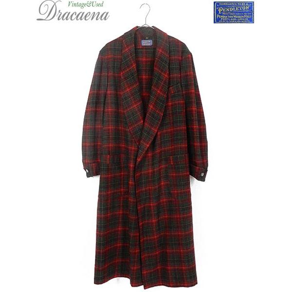 古着 ガウン 50s Pendleton 赤 黄緑 チェック柄 ショール カラー ウール ガウン コート 羽織 L ブランド 古着 19fe03b 古着屋ドラセナyahoo ショップ 通販 Yahoo ショッピング