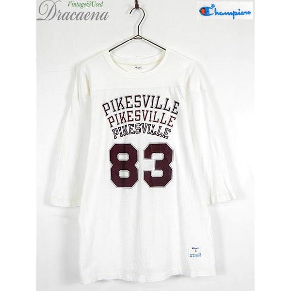 古着 Tシャツ 80s Usa製 Champion 3連 Pikesville ナンバリング フットボール Tシャツ 七分袖 L 古着 19jn11d 古着屋ドラセナyahoo ショップ 通販 Yahoo ショッピング
