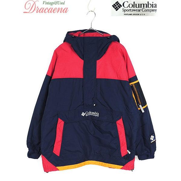レディース メンズ 古着 ジャケット Columbia コロンビア 赤 青 バイカラー カンガルーポケット プルオーバー 長袖 アウター L 古着 19lja16d 古着屋ドラセナyahoo ショップ 通販 Yahoo ショッピング