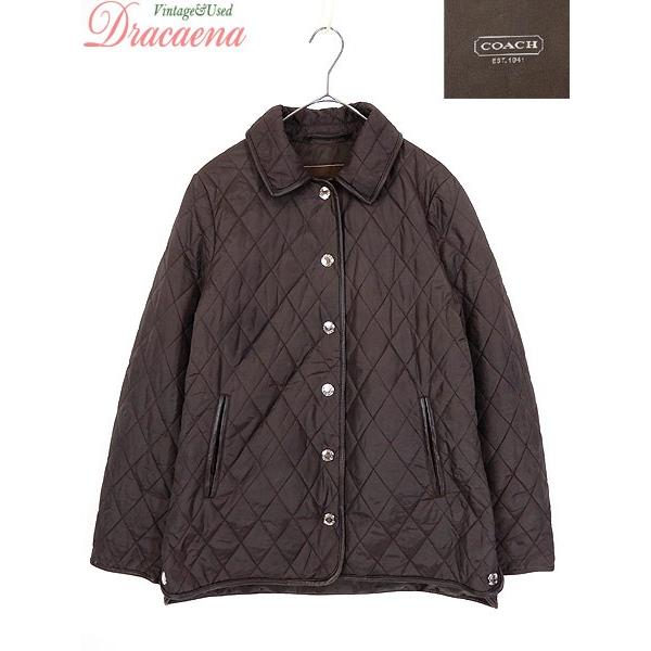古着 レディース ジャケット Coach コーチ キルティング ライナー ダークブラウン レザー使い ブランド 古着 19lmr20j 古着屋ドラセナ Yahoo ショップ 通販 Yahoo ショッピング