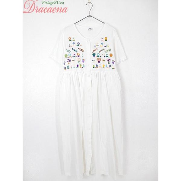 古着 レディース ワンピース お花刺繍 メキシコ 刺繍 オフホワイト カラフル 半袖 ドレス 古着 19lmy28j 古着屋ドラセナyahoo ショップ 通販 Yahoo ショッピング