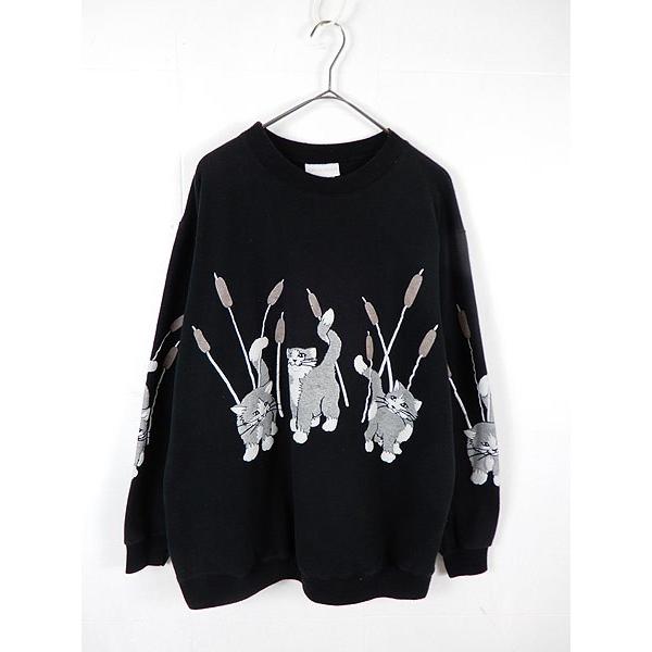 古着 レディース スウェット Usa製 80 90ｓ ネコちゃん 猫 ねこじゃらし 動物 発砲 プリント スウェット トレーナー L 古着 19lse12h 古着屋ドラセナyahoo ショップ 通販 Yahoo ショッピング