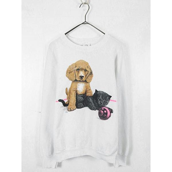 古着 レディース スウェット Usa製 犬 猫 球 2ショット 裏起毛 長袖 スウェット トレーナー L 古着 19lse16f 古着屋ドラセナyahoo ショップ 通販 Yahoo ショッピング