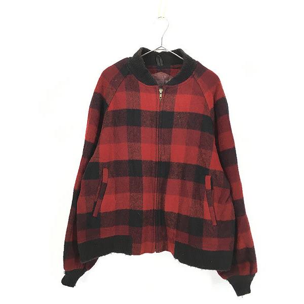 古着 90s USA製 WoolRich バッファロー チェック ウール リブ