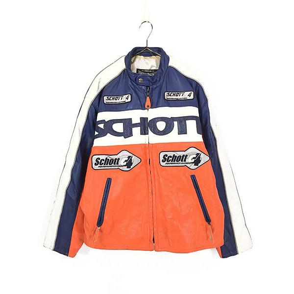 古着 80s USA製 Schott G4 本革 オールレザー レーシング ライダース