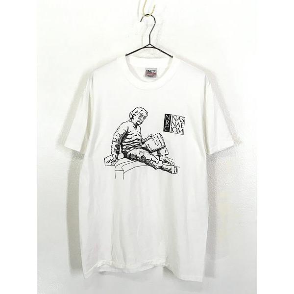 古着 90s USA製 Albert Einstein アインシュタイン モノクロ アート Ｔ