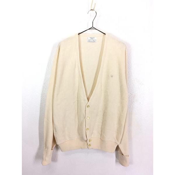 古着 80s USA製 Christian Dior ワンポイント ホワイト アクリル