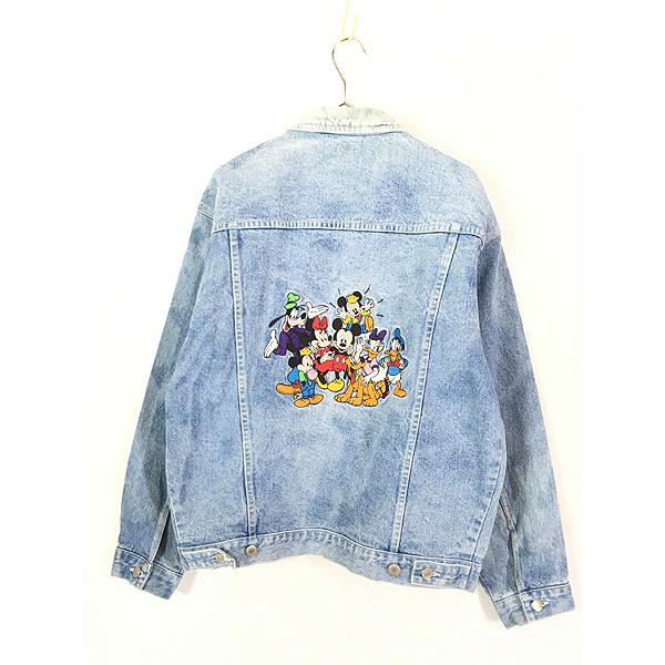 古着 90s Disney Mickey ミッキー 大集合 デニム ジャケット Gジャン M