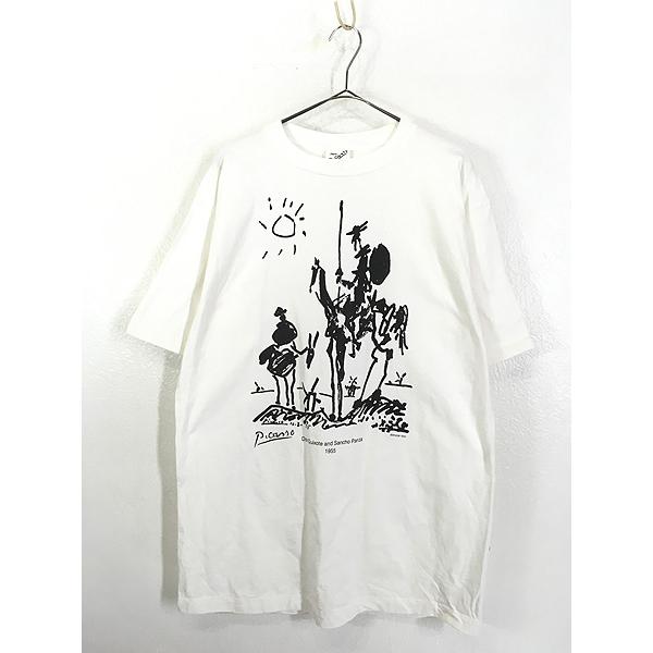 古着 90s USA製 Picasso 「Don Quixote」 ピカソ スケッチ アート T