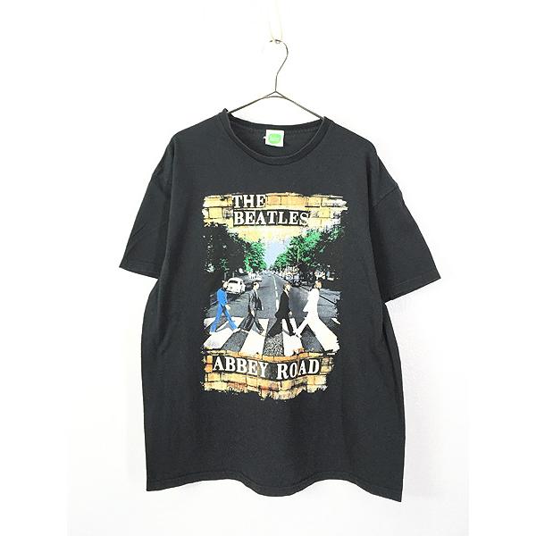 古着 The Beatles 「ABBEY ROAD」 メンバー フォト ミュージック バンド Tシャツ XL 古着