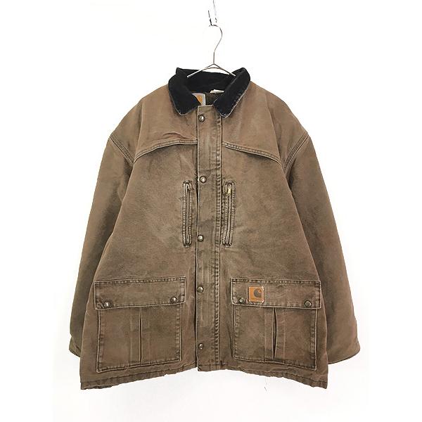 古着 80s USA製 Carhartt 裏地 チェック ブランケット ブラウン ダック 