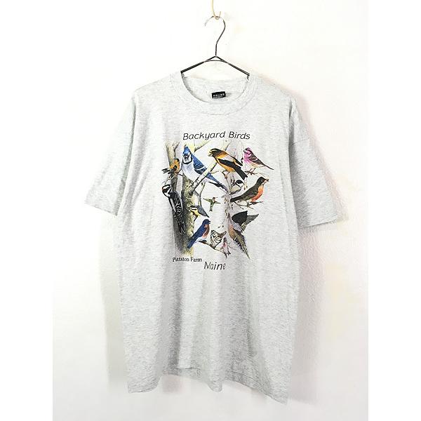 古着 90s USA製 「Backyard Birds」 カラフル 野鳥 Tシャツ XL 古着 :22jl05b:古着屋ドラセナ!ショップ 通販 POW MIA 両面プリントTシャツ ベトナム戦争 イーグル Tシャツ グレー