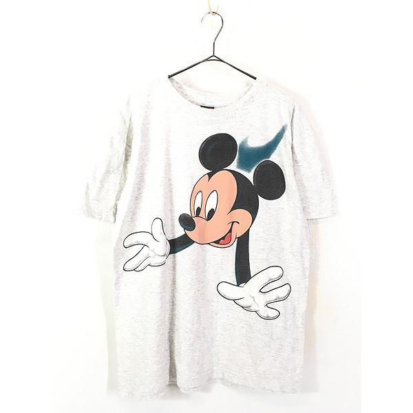 古着 90s Disney Mickey 飛び出す ミッキー 両面 プリント Tシャツ L
