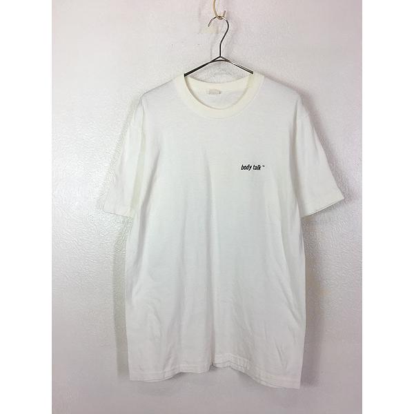 古着 80s USA製 JC Penney 「body talk」 ワンポイント Tシャツ L 古着 