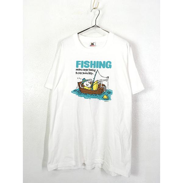 古着 90s USA製 Lazy Fishing 釣り フィッシング シュール ポップ
