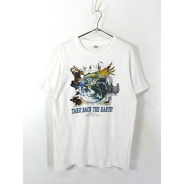 古着 90s USA製 「TAKE BACK THE EARTH」 地球 アニマル グラフィック