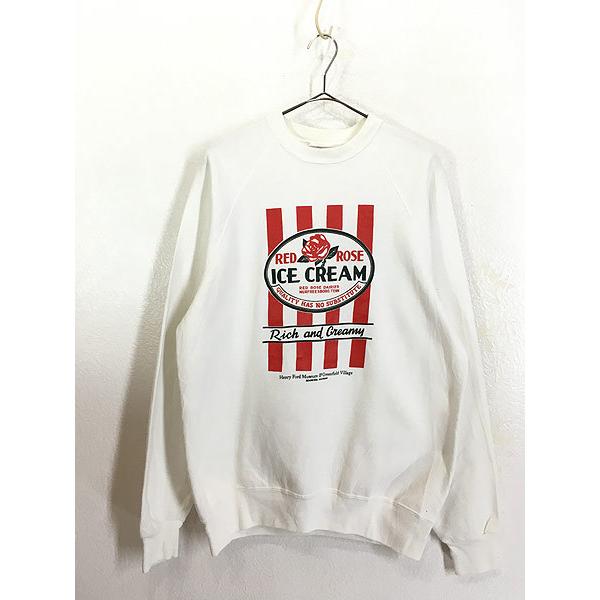 古着 80s USA製 RED ROSE ICE CREAM アイス 企業 ロゴ スウェット