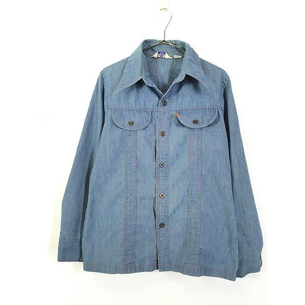 古着 70s Levi's Panatela シャンブレー デニム サファリ シャツ