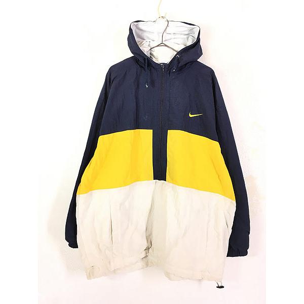 古着 90s NIKE 裏地 天竺 3トーン ハーフジップ ナイロン ジャケット