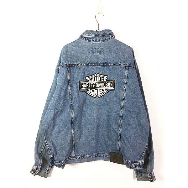 古着 90s HARLEY DAVIDSON ハーレー シールド 刺しゅう デニム