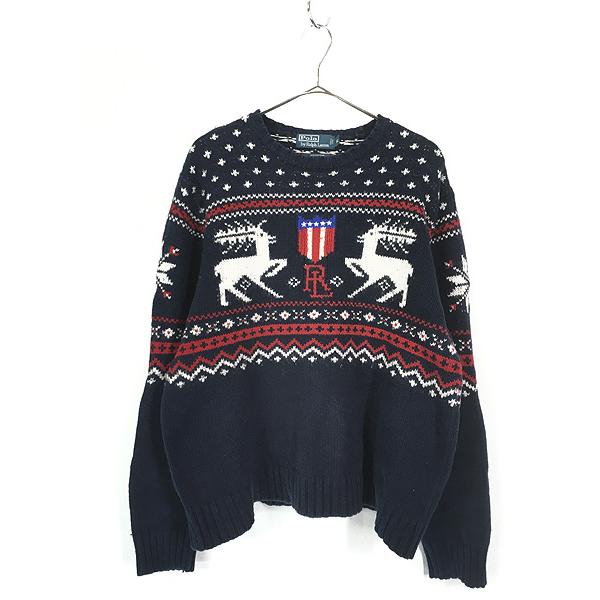 古着 Polo Ralph Lauren トナカイ ノルディック柄 カシミア コットン 