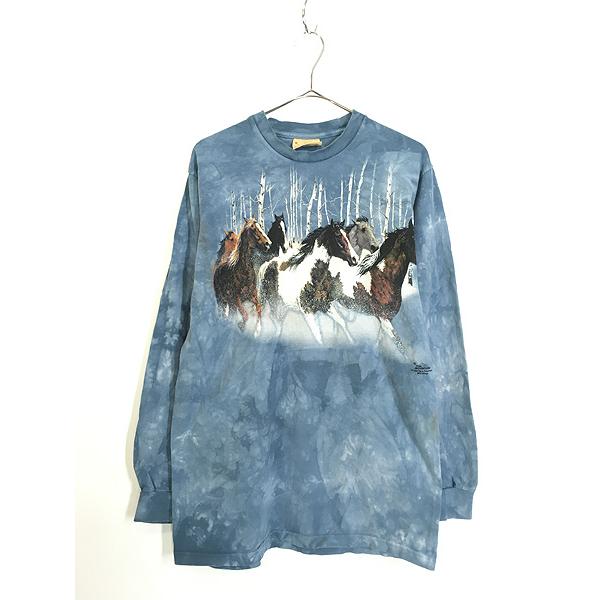 古着 90s THE MOUNTAIN 馬 ウマ アニマル グラフィック タイダイ 長袖