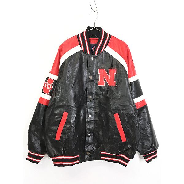 古着 Nebraska Huskers ハスカーズ 両面 パッチ フェイク レザー 