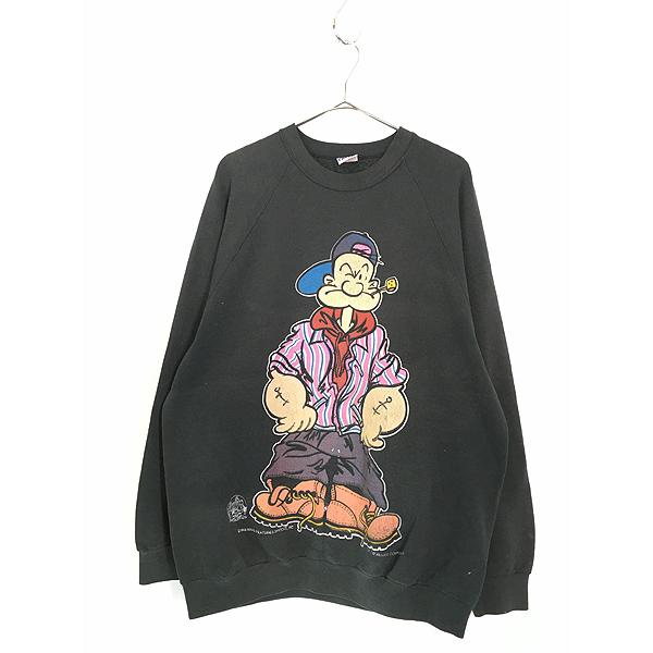 古着 90s USA製 POPEYE ポパイ 両面 BIG プリント スウェット