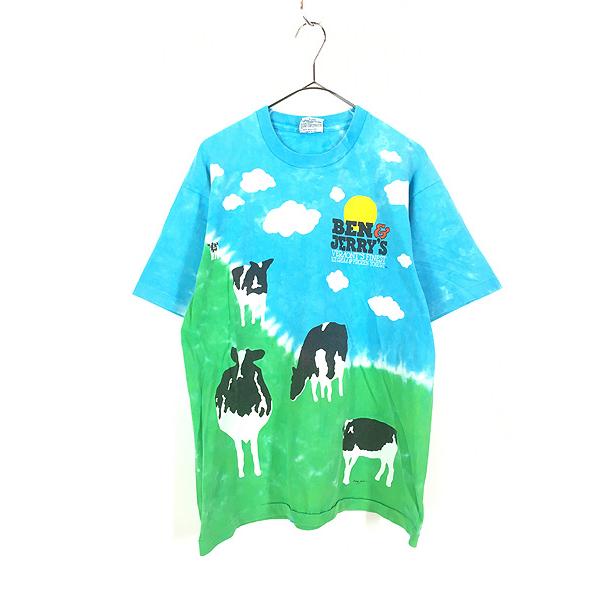 古着 90s USA製 BEN&JERRY'S アイスクリーム 企業 タイダイ T