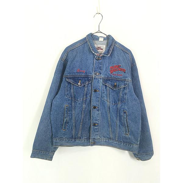 古着 90s PLANET HOLLYWOOD 「LAS VEGAS」 刺しゅう デニム
