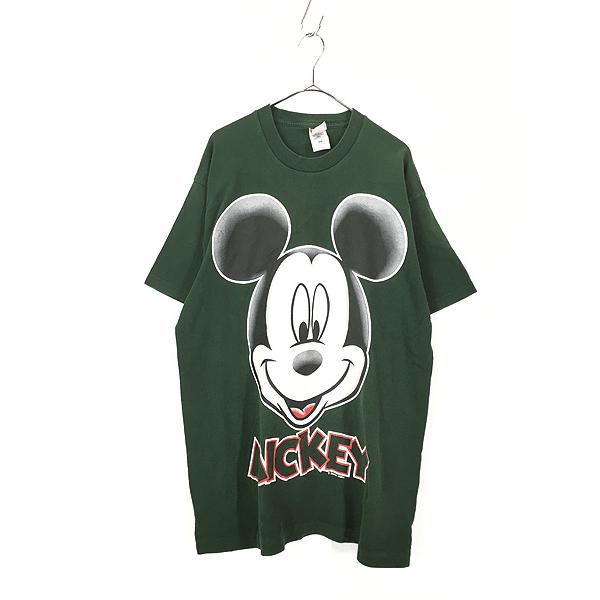古着 90s USA製 Disney Mickey ミッキー フェイス BIG プリント 古着 90s USA製 Disney Mickey ミッキー フェイス BIG プリント
