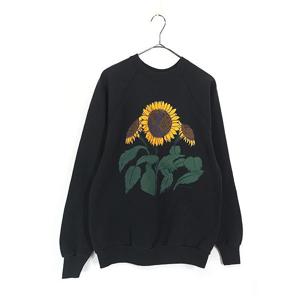古着 80-90s USA製 ひまわり サンフラワー アート スウェット 