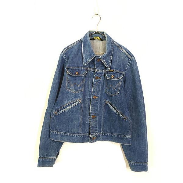 70s Wrangler 黒タグ 124mj デニムジャケット 濃紺 38 古着 70s USA製 Wrangler 黒タグ 124MJ 濃紺 デニム トラッカー