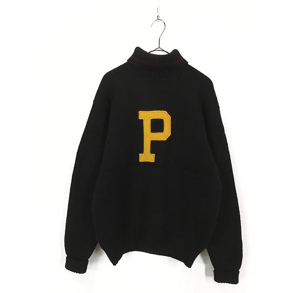 古着 90s Ralph Lauren 「P」 レタード タートルネック ローゲージ 