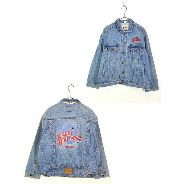 古着 90s PLANET HOLLYWOOD 「NEW YORK」 刺しゅう デニム