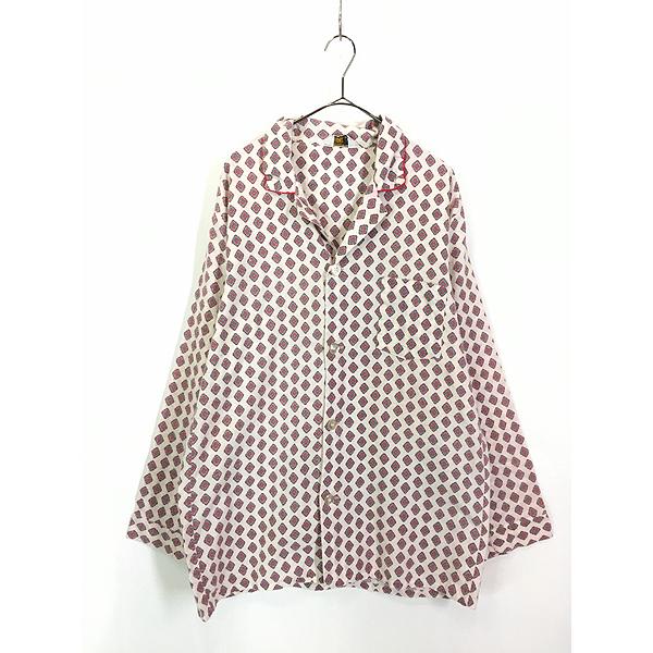 古着 70s JC Penney 小紋柄 総柄 開襟 ボックス フランネル 古着 70s JC Penney 小紋柄 総柄 開襟 ボックス フランネル