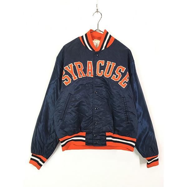 古着 90s USA製 STARTER SYRACUSE 光沢 サテン カレッジ スタジャン 