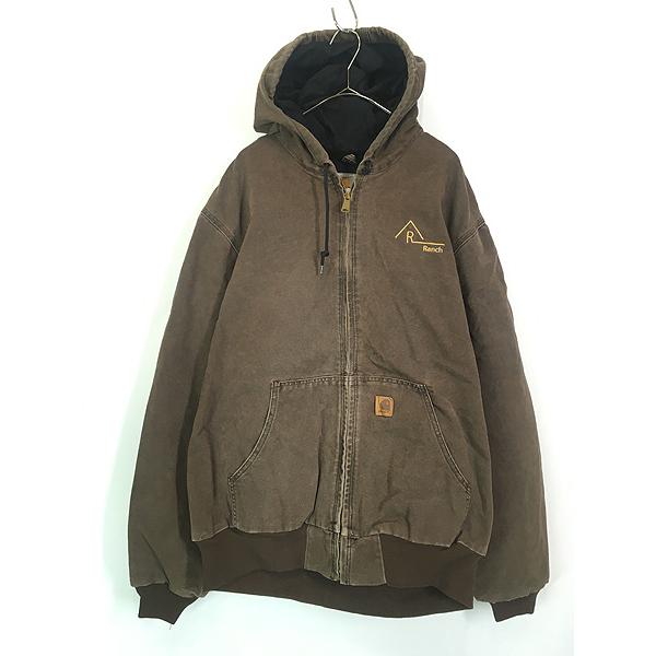 Carhartt カーハート アクティブパーカー デトロイトパーカー ダックジャケット ボアライナー レディースM メンズXS-S相当 古着  ヴィンテージ VINTAGE フルジップパーカー アクティブジャケット デトロイトジャケット フェードブラック 墨黒 黒色【ワークジャケット 