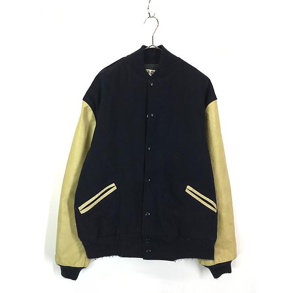 古着 80s USA製 TROPHY JACKETS 本革 レザー メルトン ウール