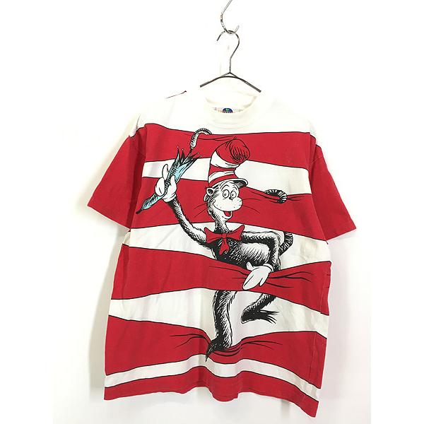 古着 90s Dr Seuss 絵本 キャラクター ボーダー オールオーバー 古着 90s Dr Seuss 絵本 キャラクター ボーダー オールオーバー