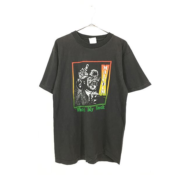 古着 90s MALCOLM X 「Watch My Back」 ブラック カルチャー T