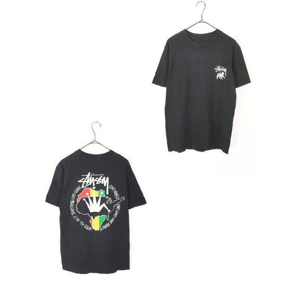 古着 80s Stussy 黒タグ ラスタ クラウン 両面 プリント Tシャツ 古着 80s Stussy 黒タグ ラスタ クラウン 両面 プリント Tシャツ