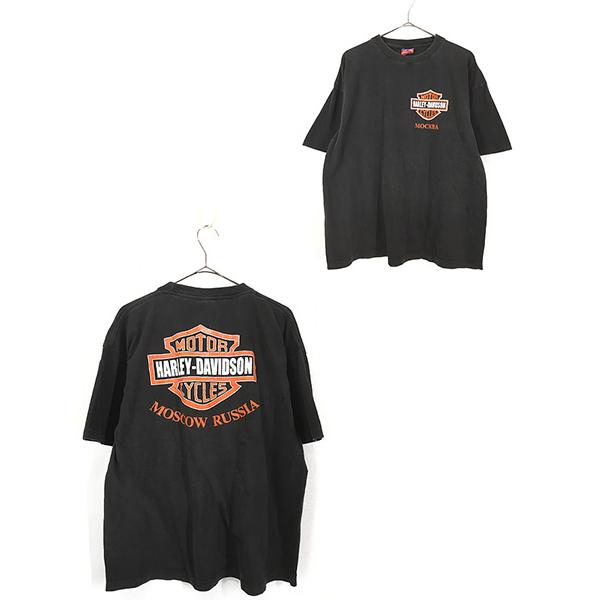 古着 90s HARLEY DAVIDSON 「MOCKBA」 シールド Tシャツ XXL : 古着屋 