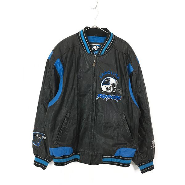 【激レア】NFL New York Giants レザージャケット 古着 中古・古着通販】NFL (エヌエフエル) レザースタジャン ネイビー