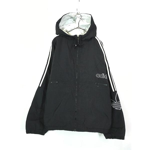 古着 90s adidas BIG ロゴ & トレフォイル パデット フーデッド 古着 90s adidas BIG ロゴ & トレフォイル パデット フーデッド
